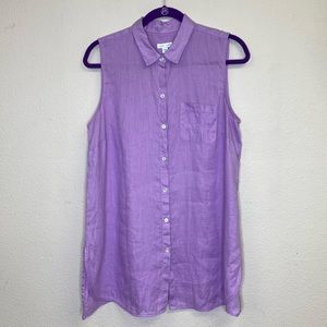 J. Jill Linen Sleeveless Button Front Shirt Size Medium